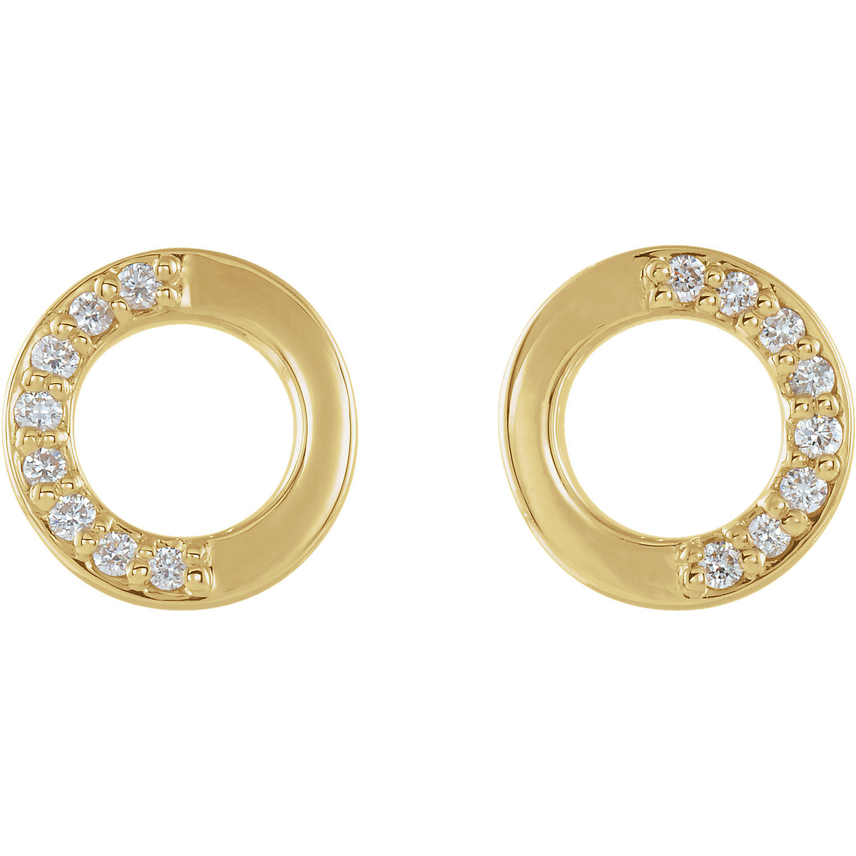 yellow gold accented diamond circle stud earrings available in yellow white and rose gold