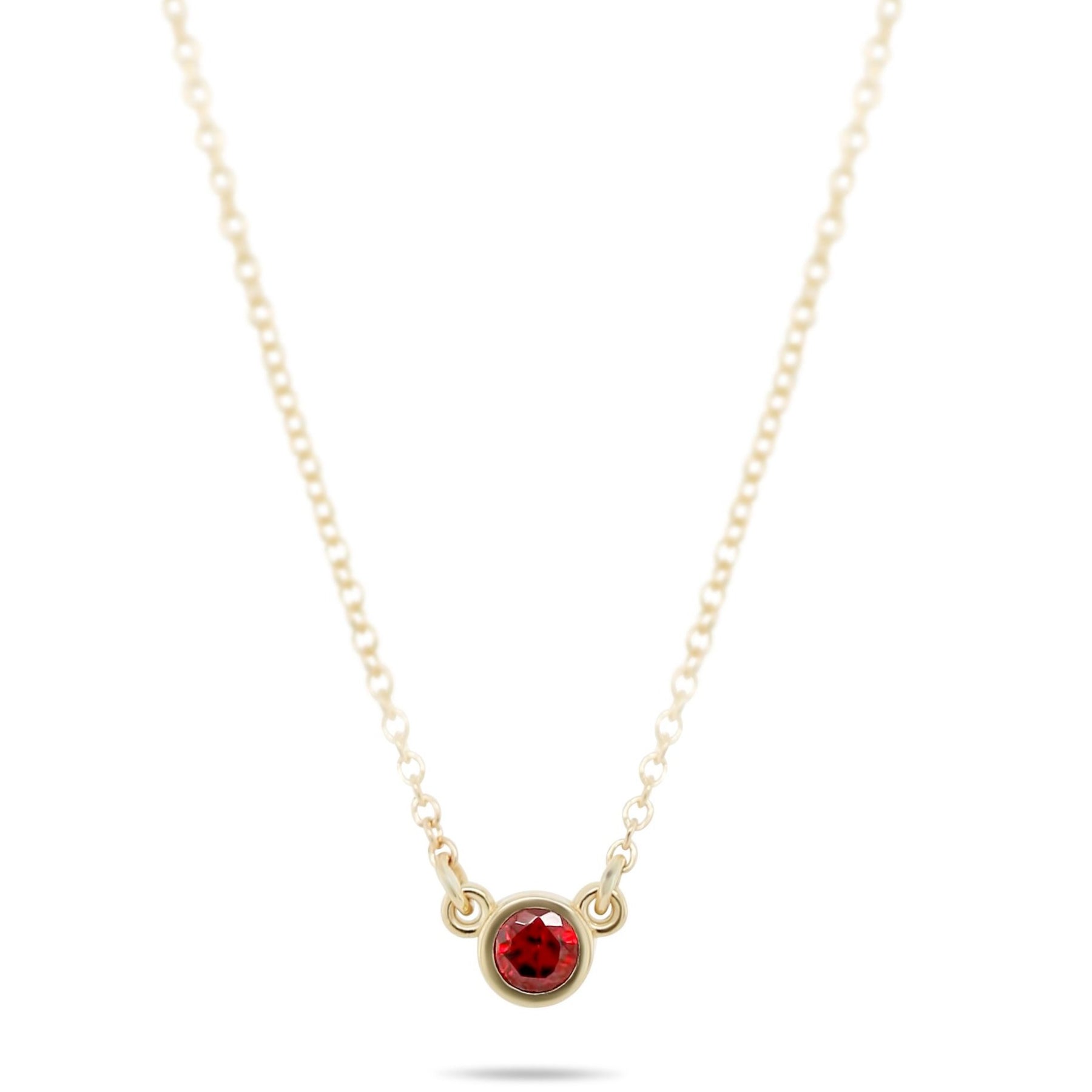 14k yellow gold birthstone bezel set necklace with 16in chain birthstone for each month is available