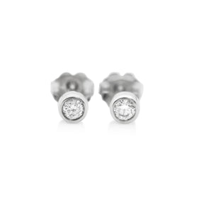 WHITE GOLD BEZEL SET DIAMOND EARRINGS