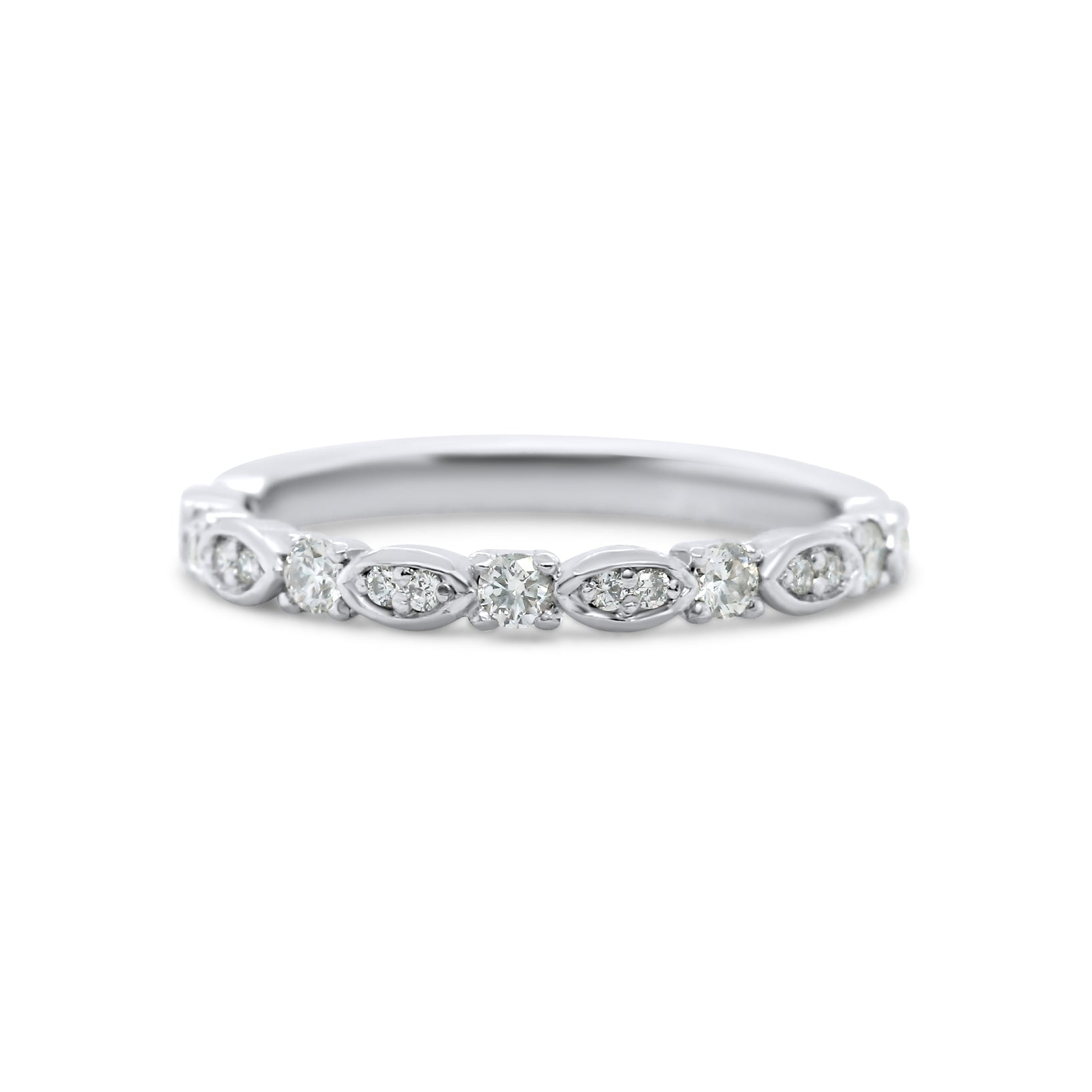 Platinum diamond estate wedding band round brilliant diamonds and marquise shapes with diamonds