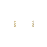 14k yellow gold bezel set round cut graduated diamond drop stud earrings