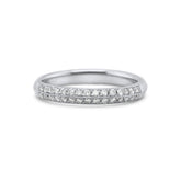 Platinum round brilliant double row diamond knife edge wedding band
