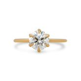 14k yellow gold 1ct round brilliant cut diamond solitaire engagement ring six prong set