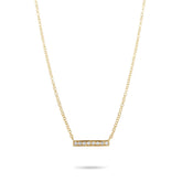 14k yellow gold short diamond pave bar necklace