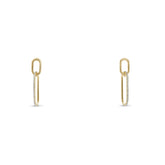 14k yellow gold and diamond pave chain link dangle stud post earrings 