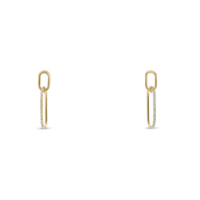 14k yellow gold and diamond pave chain link dangle stud post earrings 