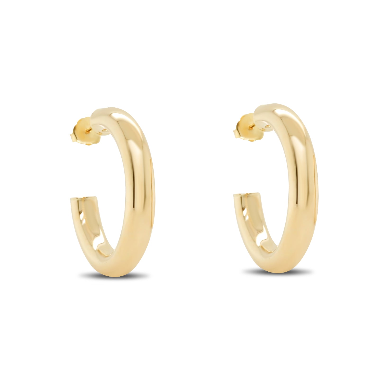 14k yellow gold open hoop tube earrings