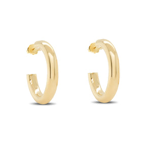 14k yellow gold open hoop tube earrings