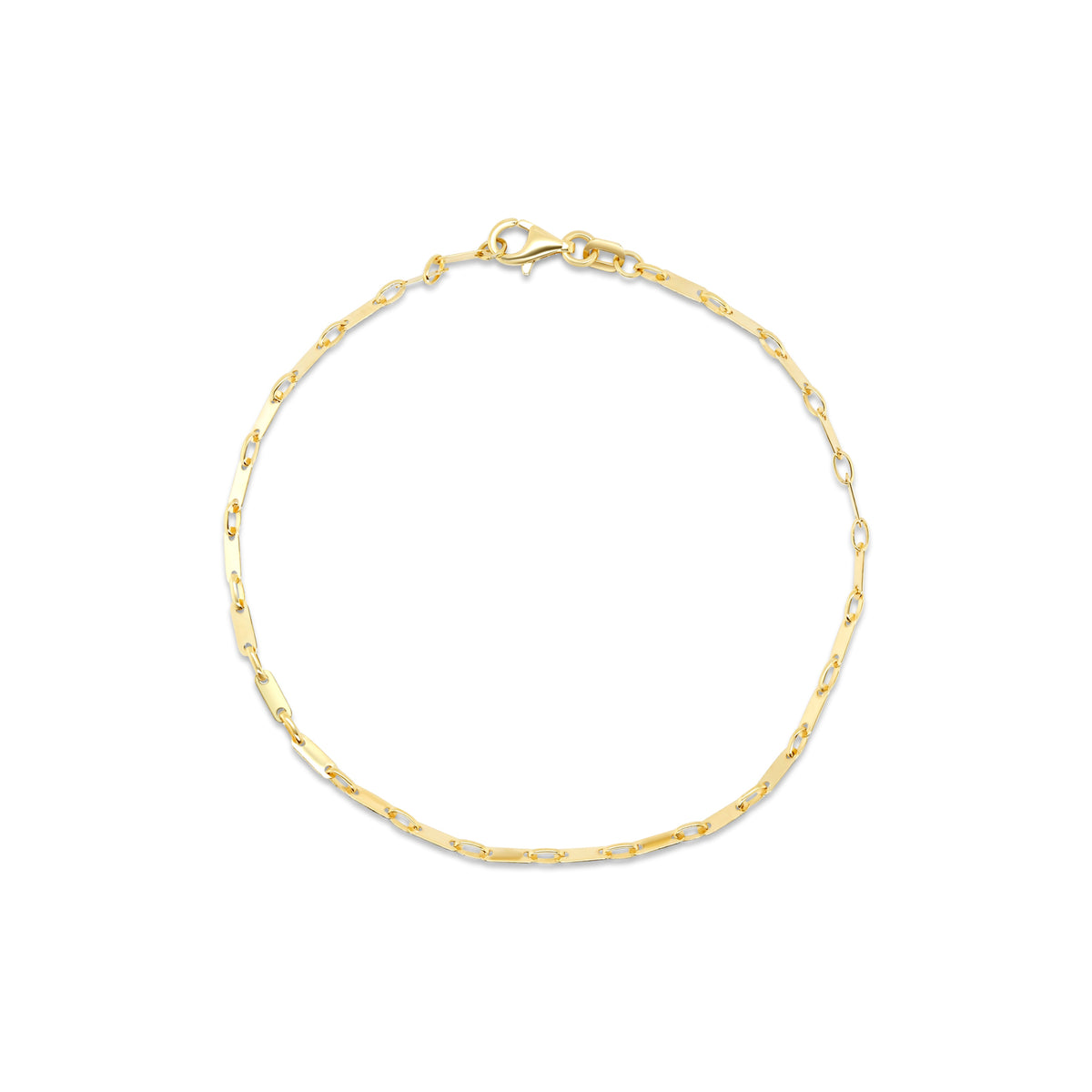 14k yellow gold flat link chain bracelet 