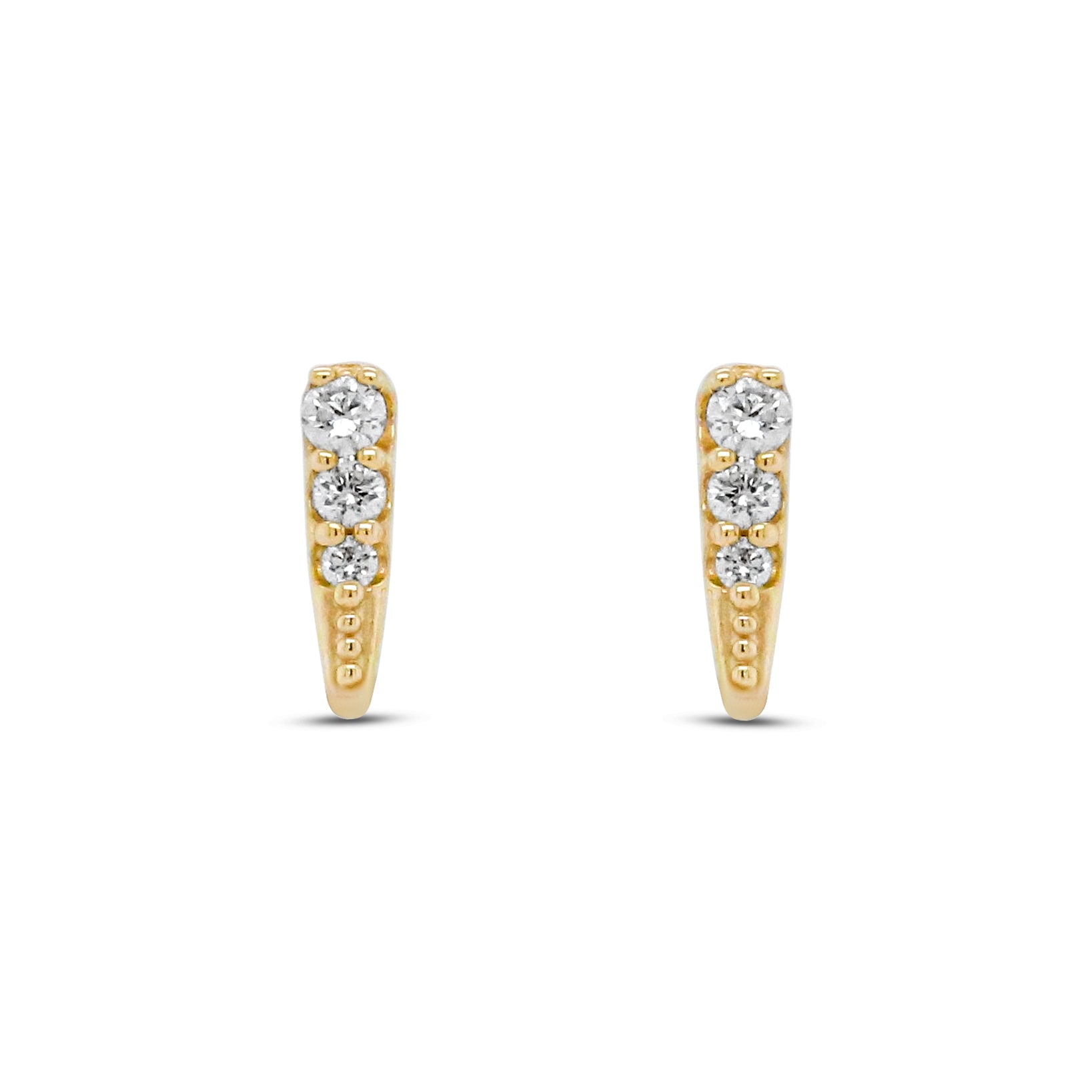 14k yellow gold spike studs with round cut diamonds