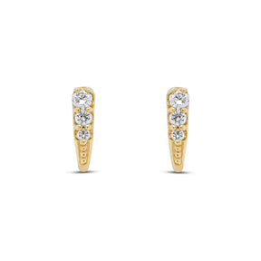 14k yellow gold spike studs with round cut diamonds