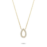 14k yellow gold diamond pave tear drop pendant necklace