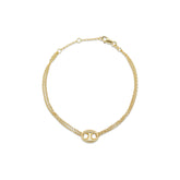 14k yellow gold mariner charm double chain bracelet