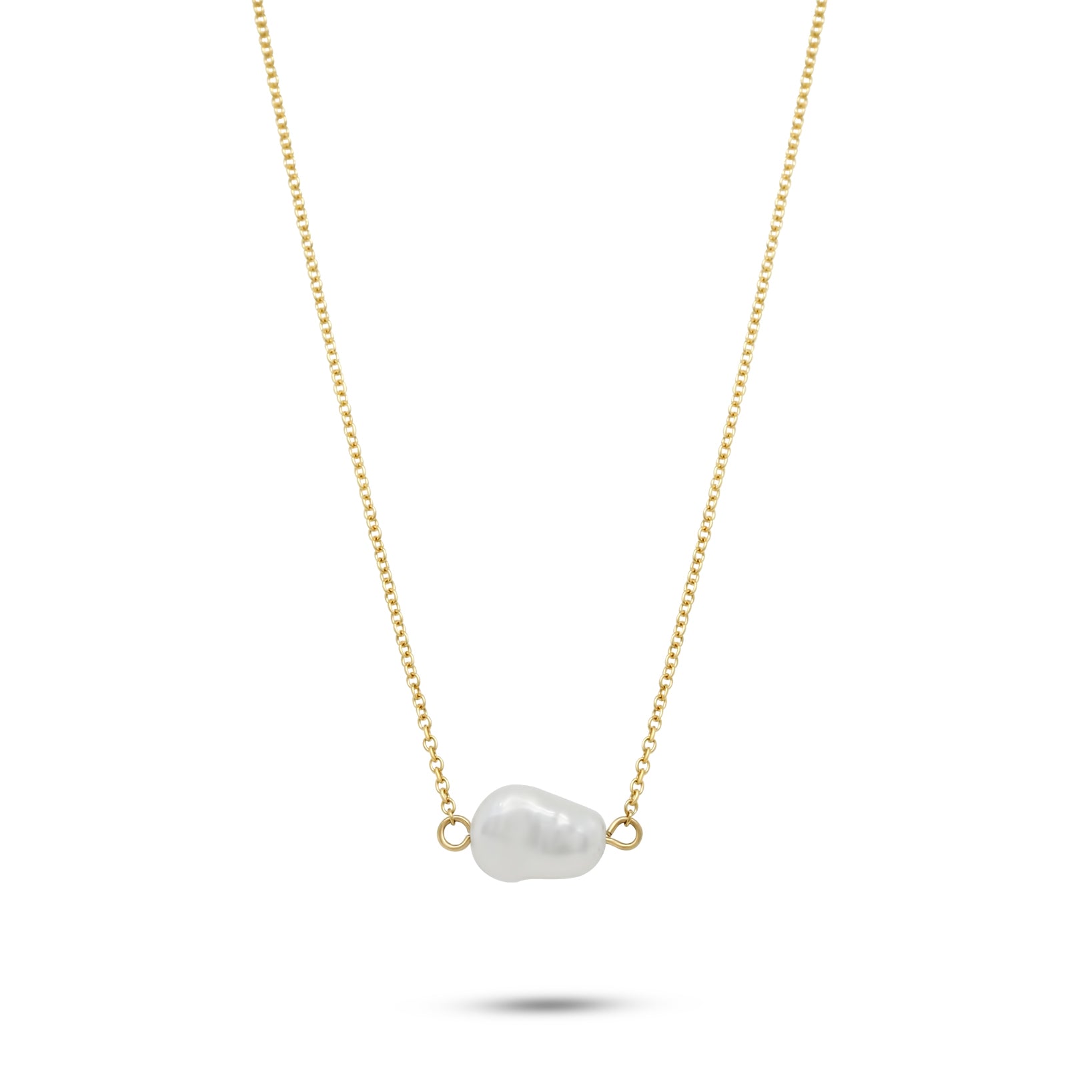 14k yellow gold east to west Biwa pearl necklace