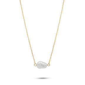 14k yellow gold east to west Biwa pearl necklace