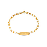 14k yellow gold chain link name ID plate personalized bracelet