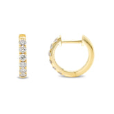 14k yellow gold diamond pave huggie hoop earrings