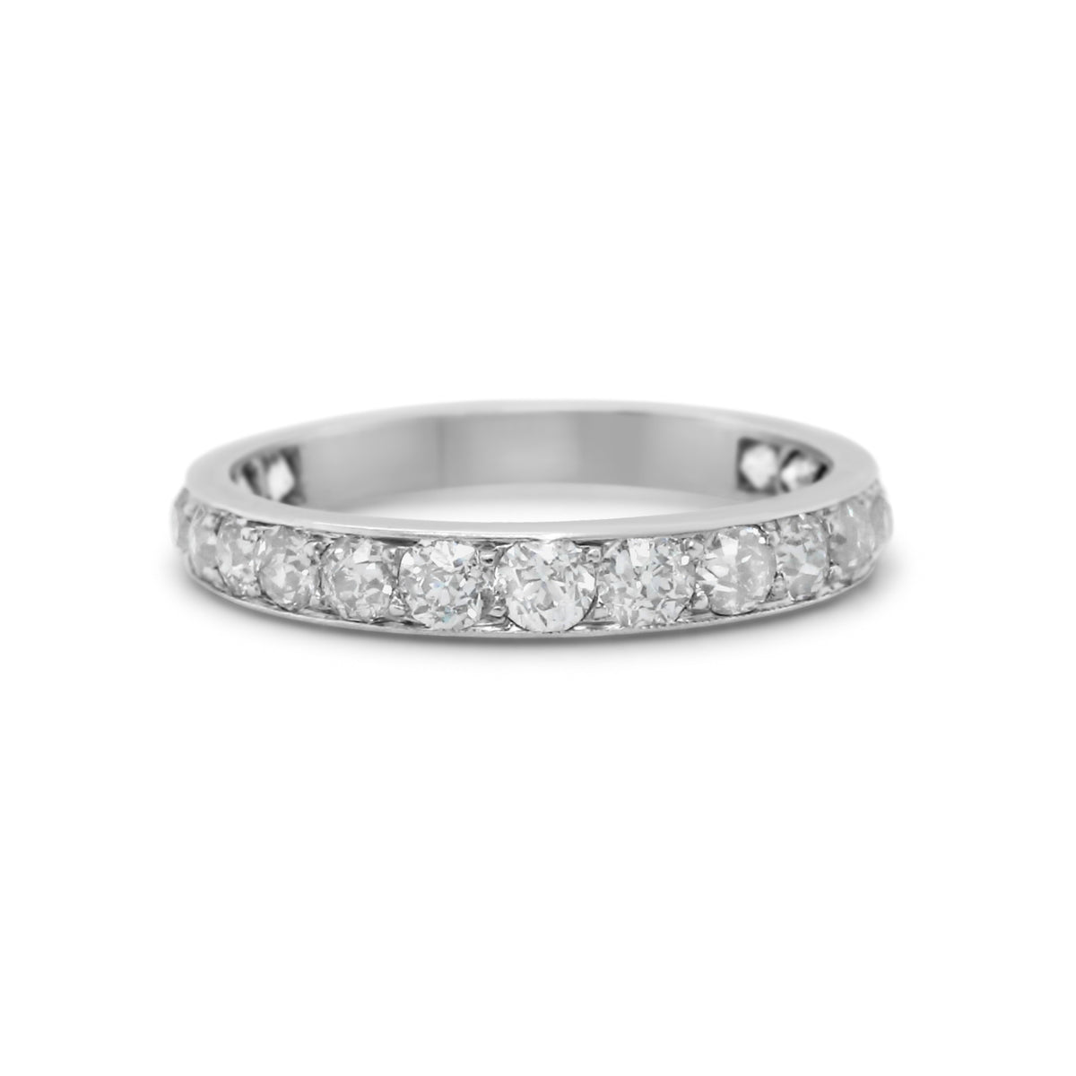 platinum old mine cut diamond estate wedding band