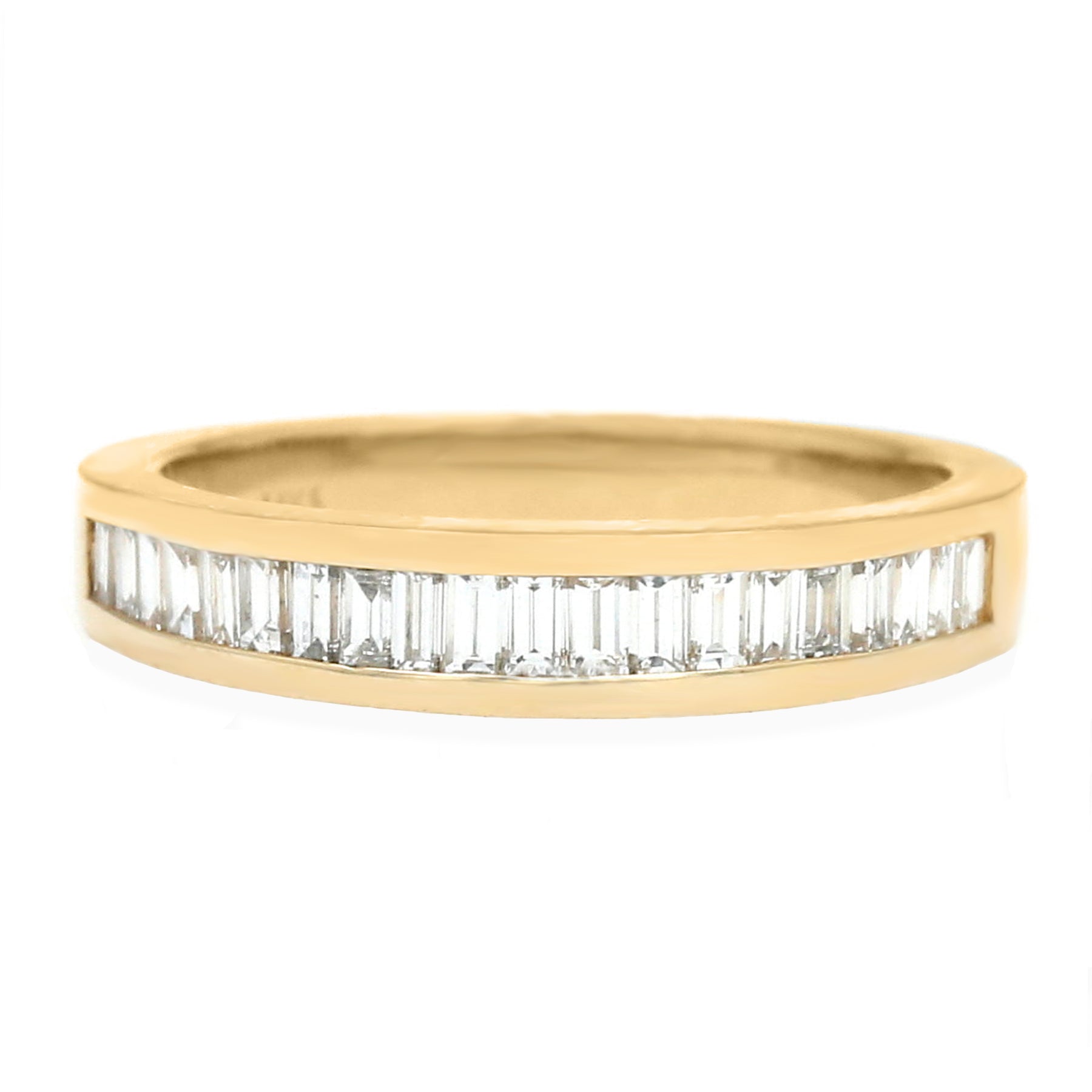 14k gold baguette diamond channel set wedding ring