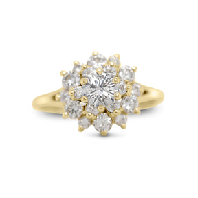 14k yellow gold vintage estate ring round brilliant diamond tiered ring 