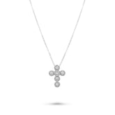 14k white gold contemporary estate diamond cluster cross pendant necklace