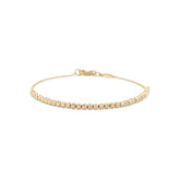 7 inch 14k yellow gold textured bead and chain bracelet