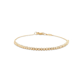7 inch 14k yellow gold textured bead and chain bracelet