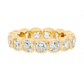 14k gold cushion cut diamond bezel set eternity womens wedding ring 