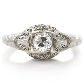 estate diamond engagement ring diamond with geometric inspired details