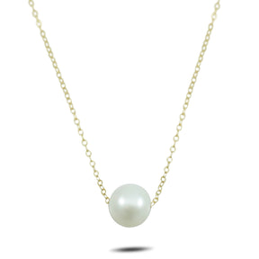 10mm pearl necklace 14k yellow gold 17in chain 