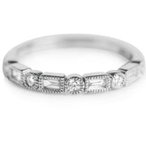white gold and diamond Art Deco inspired stack ring or wedding band