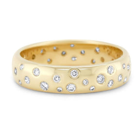 14k yellow, white or rose gold chunky gypsy set diamond wedding band 