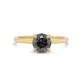 14k yellow gold ring round brilliant cut solitaire gray diamond with round brilliant cut diamond hidden halo