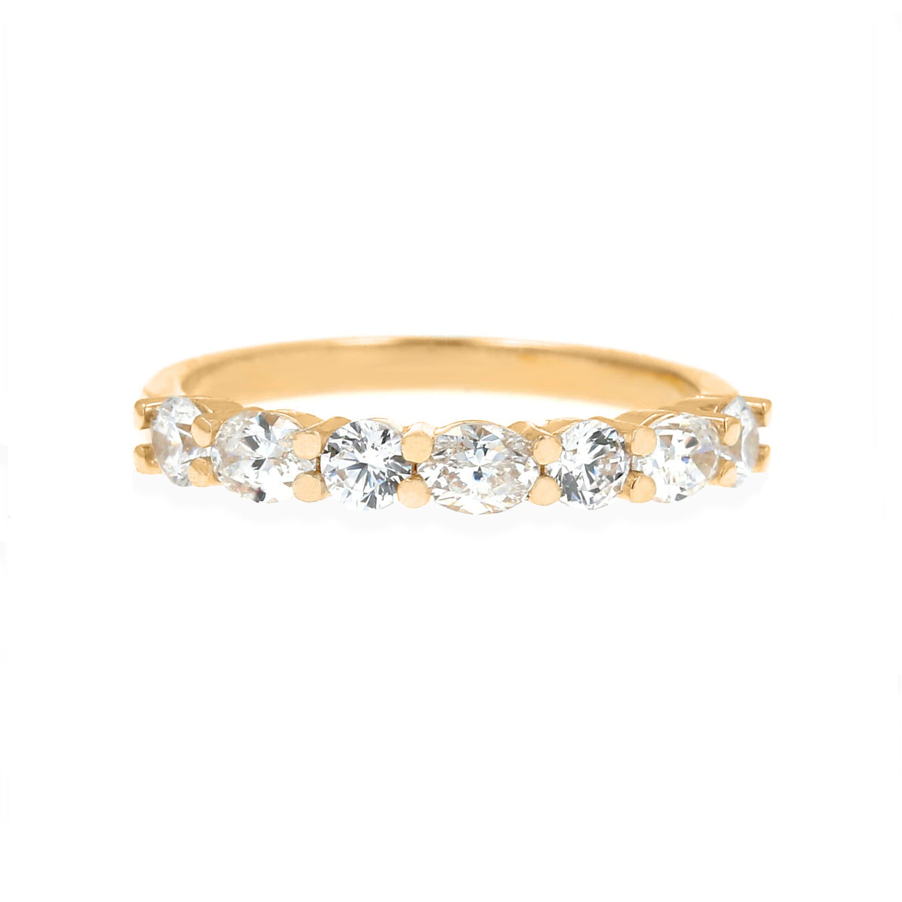 14k gold round brilliant cut diamond oval cut diamond east west alternating diamond wedding ring