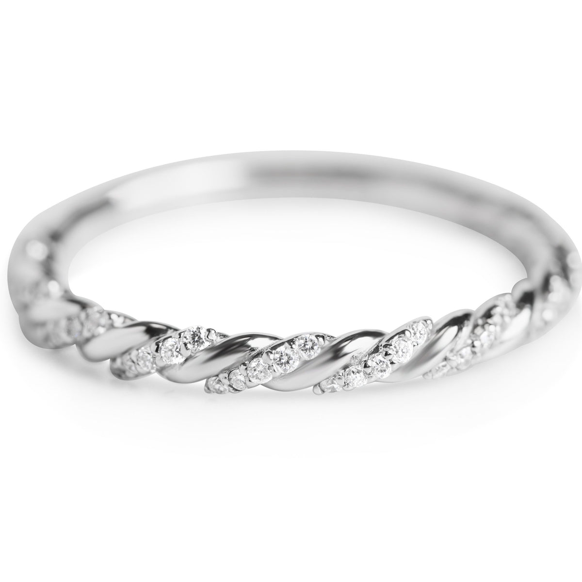 pave white gold twisted wedding band