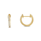 14k yellow gold diamond huggie hoop earrings