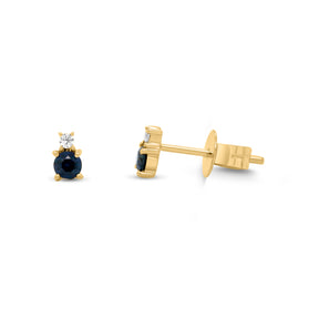 14k yellow gold round gemstone with diamond accent stud earrings peridot amethyst ruby sapphire