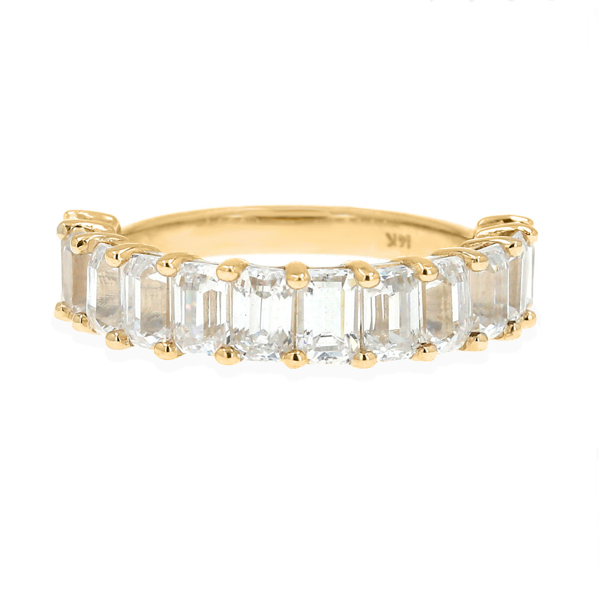 14k gold emerald cut diamond half eternity wedding ring