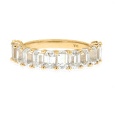 14k gold emerald cut diamond half eternity wedding ring