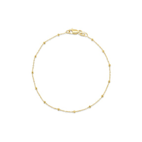14k yellow gold dainty station faceted bead chain bracelet