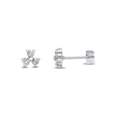 14k white gold diamond trio stud estate earrings