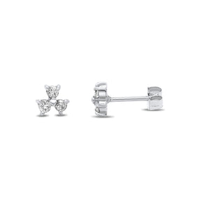 14k white gold diamond trio stud estate earrings