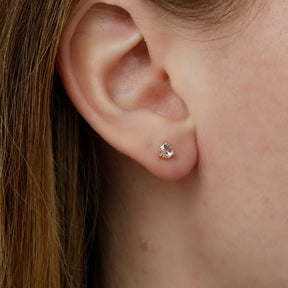 14k yellow gold round rose cut diamond martini set stud earrings