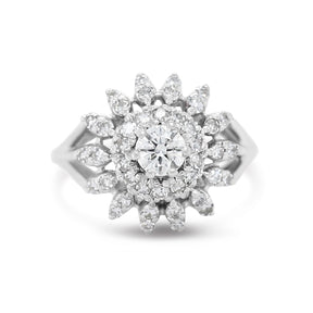 14k white gold vintage diamond tiered estate ring