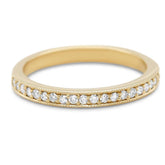 14k yellow gold bead set diamond wedding band