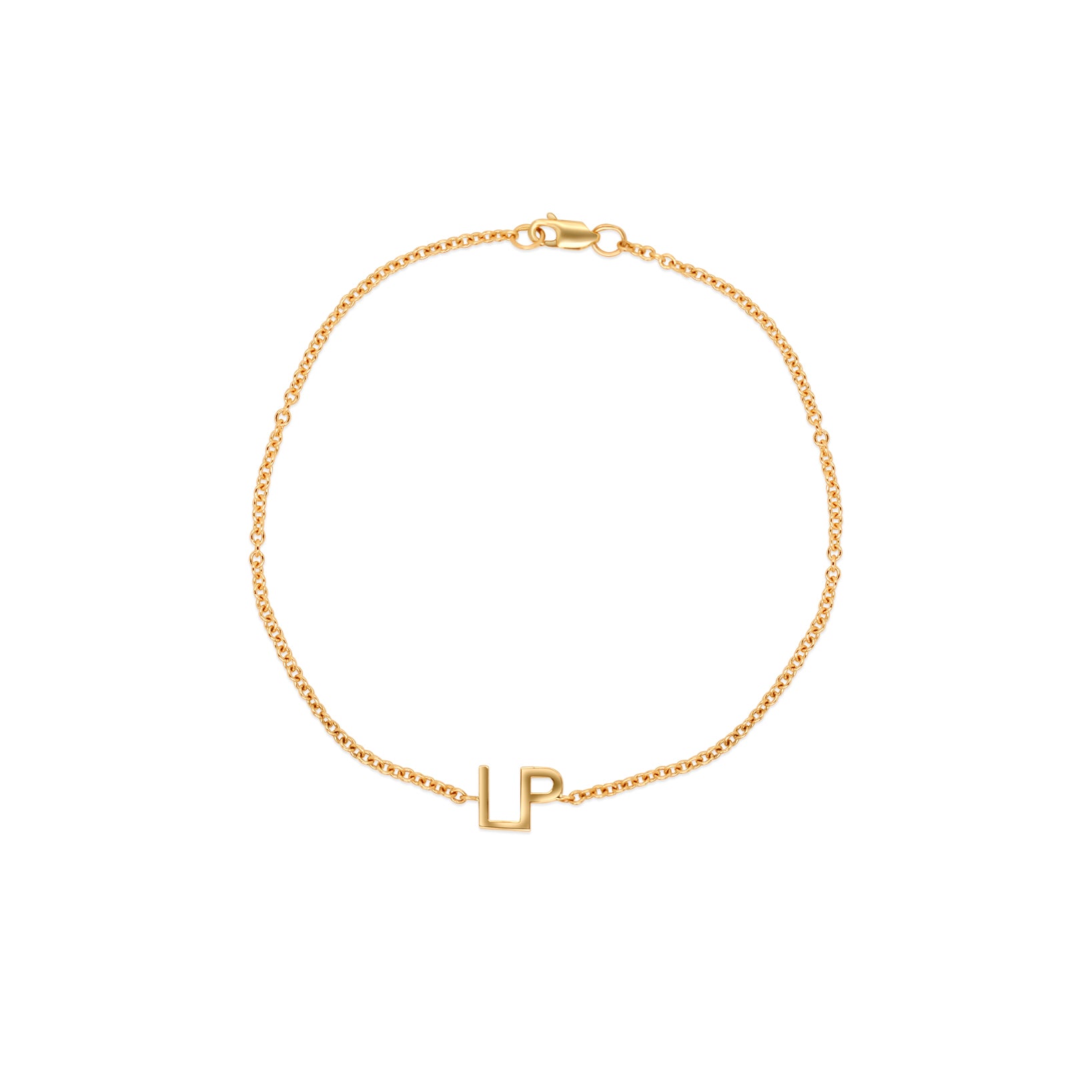 14k gold two letter initials personalized bracelet