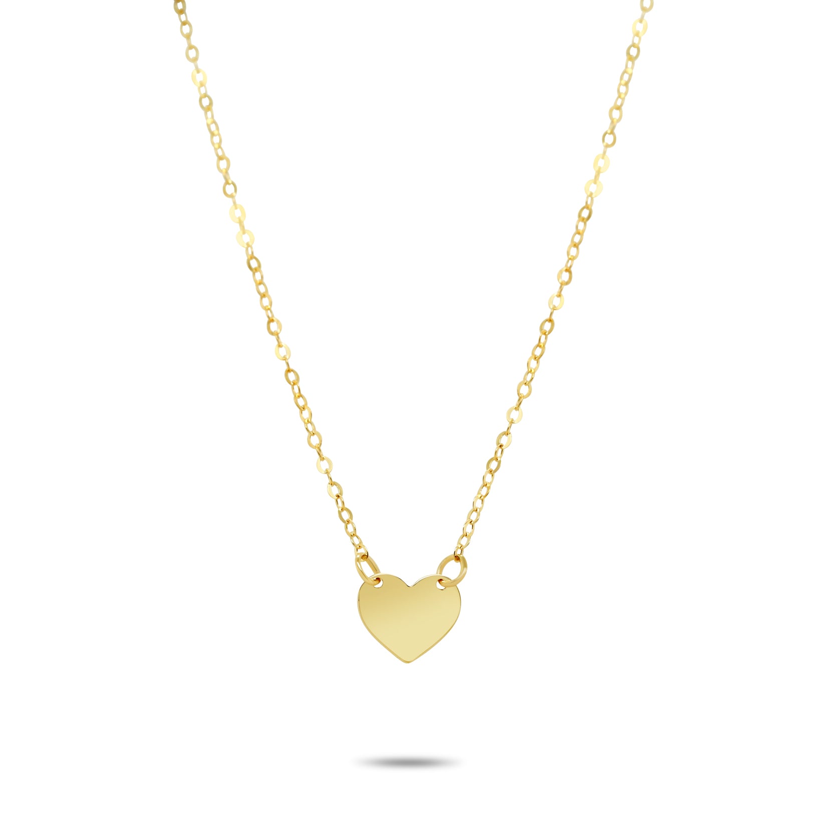 16 inch 14k yellow gold personalized heart charm necklace