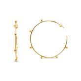 14k yellow gold large hoop earrings with solid gold ball detailing