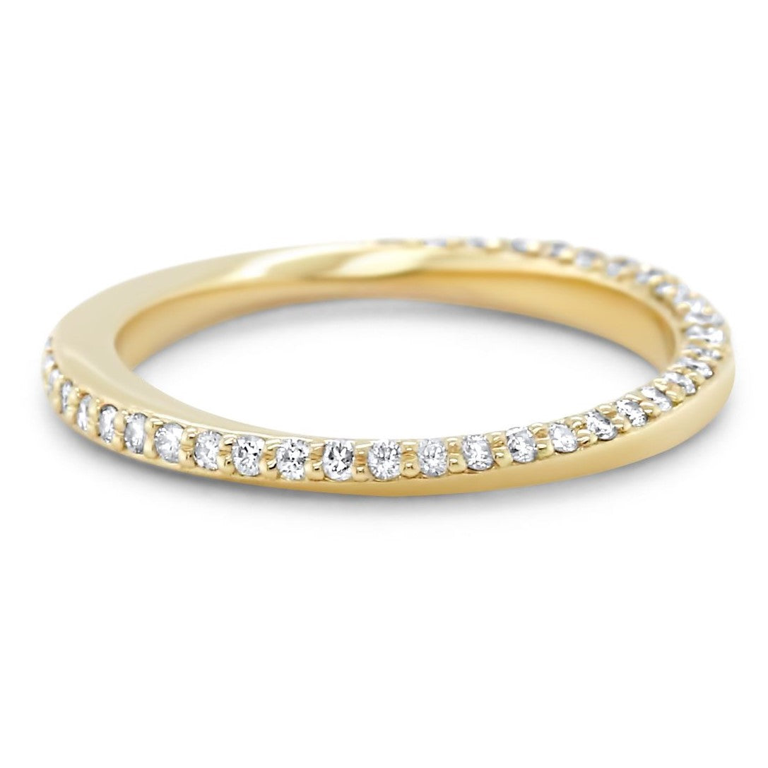 14k yellow, white or rose gold mobius diamond wedding band