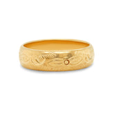14k yellow gold hand engraved thick cigar band estate ring